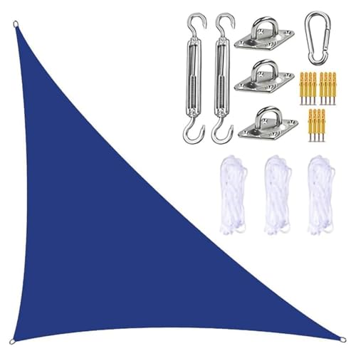 MTNBHH Gleichseitiges dreieckiges Sonnensegel, 95% UV-Schutz, Oxford-Gewebe mit Seilen und Hardware-Kit for Garten, Terrasse, Rasen(Dark Blue,1.6 * 1.6 * 1.6m/5.2 * 5.2 * 5.2ft) von MTNBHH