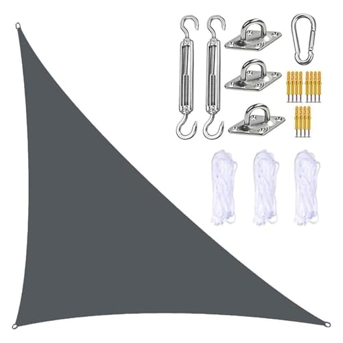 MTNBHH Gleichseitiges dreieckiges Sonnensegel, 95% UV-Schutz, Oxford-Gewebe mit Seilen und Hardware-Kit for Garten, Terrasse, Rasen(Dark Gray,4.5 * 4.5 * 4.5m/14.8 * 14.8 * 14.8ft) von MTNBHH