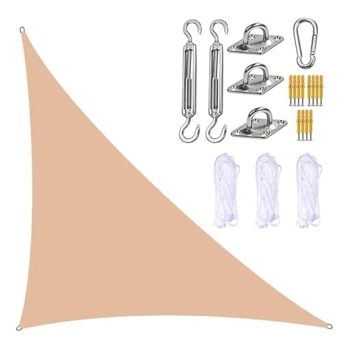 MTNBHH Gleichseitiges dreieckiges Sonnensegel, 95% UV-Schutz, Oxford-Gewebe mit Seilen und Hardware-Kit for Garten, Terrasse, Rasen(Dark Yellow,6 * 6 * 6m/19.6 * 19.6 * 19.6ft) von MTNBHH