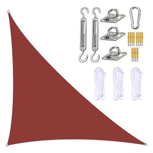 MTNBHH Gleichseitiges dreieckiges Sonnensegel, 95% UV-Schutz, Oxford-Gewebe mit Seilen und Hardware-Kit for Garten, Terrasse, Rasen(Dark red,5 * 5 * 5m/16.4 * 16.4 * 16.4ft) von MTNBHH