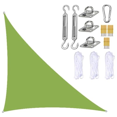 MTNBHH Gleichseitiges dreieckiges Sonnensegel, 95% UV-Schutz, Oxford-Gewebe mit Seilen und Hardware-Kit for Garten, Terrasse, Rasen(Green,1.6 * 1.6 * 1.6m/5.2 * 5.2 * 5.2ft) von MTNBHH