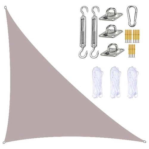 MTNBHH Gleichseitiges dreieckiges Sonnensegel, 95% UV-Schutz, Oxford-Gewebe mit Seilen und Hardware-Kit for Garten, Terrasse, Rasen(Light Gray,5 * 5 * 5m/16.4 * 16.4 * 16.4ft) von MTNBHH