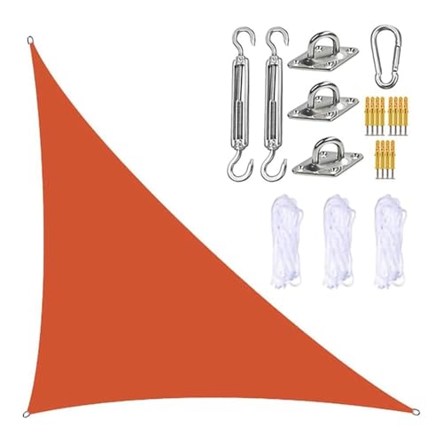 MTNBHH Gleichseitiges dreieckiges Sonnensegel, 95% UV-Schutz, Oxford-Gewebe mit Seilen und Hardware-Kit for Garten, Terrasse, Rasen(Orange,5 * 5 * 5m/16.4 * 16.4 * 16.4ft) von MTNBHH