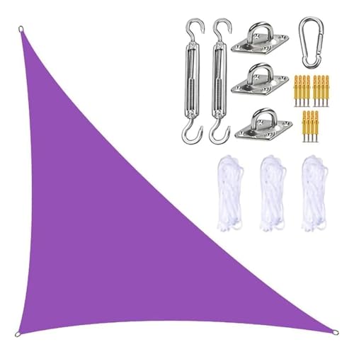 MTNBHH Gleichseitiges dreieckiges Sonnensegel, 95% UV-Schutz, Oxford-Gewebe mit Seilen und Hardware-Kit for Garten, Terrasse, Rasen(Purple,3.6 * 3.6 * 3.6m/11.8 * 11.8 * 11.8ft) von MTNBHH