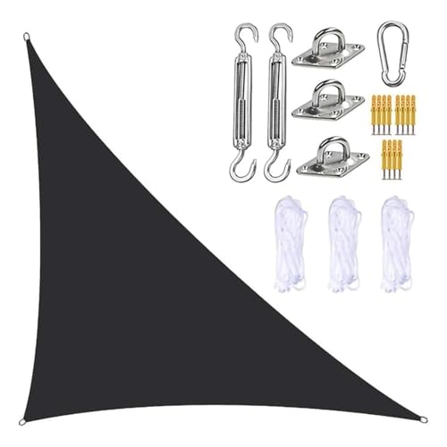 MTNBHH Gleichseitiges dreieckiges Sonnensegel, 95% UV-Schutz, Oxford-Gewebe mit Seilen und Hardware-Kit for Garten, Terrasse, Rasen(Schwarz,6 * 6 * 6m/19.6 * 19.6 * 19.6ft) von MTNBHH