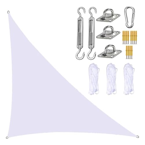 MTNBHH Gleichseitiges dreieckiges Sonnensegel, 95% UV-Schutz, Oxford-Gewebe mit Seilen und Hardware-Kit for Garten, Terrasse, Rasen(White,6 * 6 * 6m/19.6 * 19.6 * 19.6ft) von MTNBHH