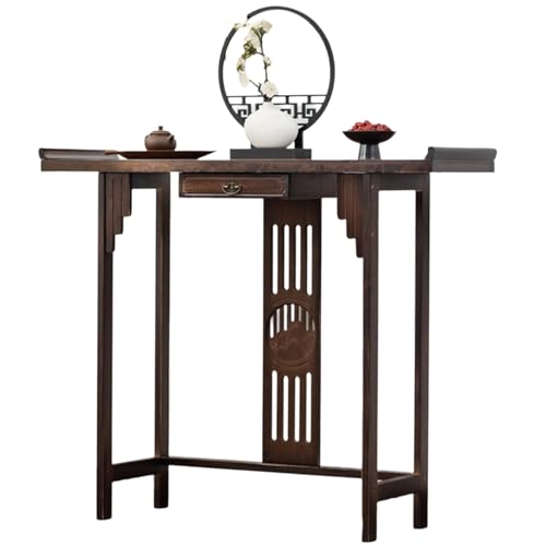 MTNBHH Konsolentisch aus Holz mit Regalen und Schubladen, schmaler Sofatisch, Mehrzweck-Flurschrank for den Eingangsbereich zur Aufbewahrung im Homeoffice(Schwarz,120cm) von MTNBHH