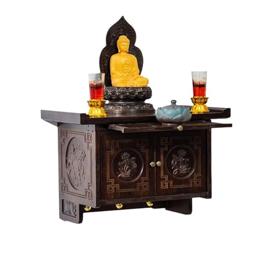 MTNBHH Massiver Bambus-Gebetsaltartisch zur Wandmontage, Buddha-Regal im traditionellen chinesischen Design for die Dekoration des Meditationsraums im Heimtempel(40cm) von MTNBHH