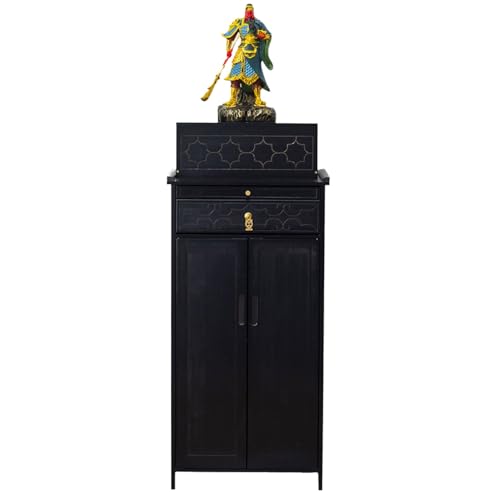 MTNBHH Meditationsaltartisch aus Bambus, Opfertisch for den spirituellen Raum zu Hause, Ständer for Figuren im chinesischen Stil, Organizer(Schwarz,24.4in) von MTNBHH