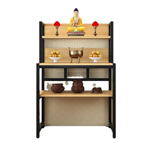 MTNBHH Meditationstisch aus Bambus, Buddha-Schrein, Opferaltar mit Aufbewahrungsschrank for spirituelle Dekoration und Räucherstäbchen-Präsentation(Natural,70cm (27.5 in)) von MTNBHH