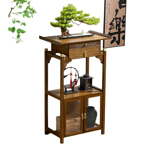 MTNBHH Moderner Altartisch mit Acryltüren, Schreinschrank des Guanyin-Gottes des Reichtums, Opferständer for die Heimdekoration, Braun(80cm) von MTNBHH