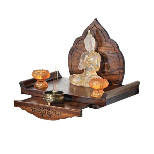 MTNBHH Umweltfreundlicher Altartisch aus Holz zur Wandmontage, buddhistisches Schreinregal for Räucherstäbchen, Anbetung, Heim- und Bürodekoration von MTNBHH