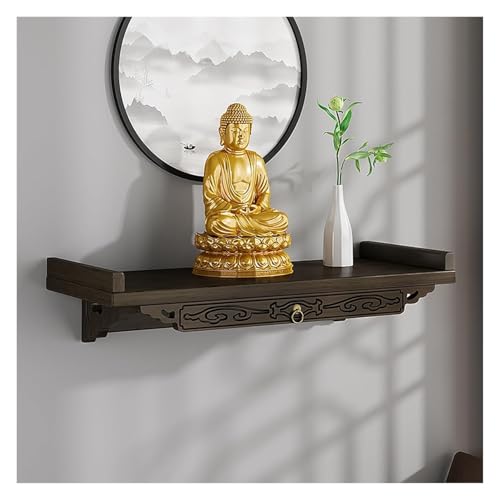 MTNBHH Wandmontierter buddhistischer Altartisch aus Bambus, Meditationsregal mit ausziehbarer Schublade, chinesischer geschnitzter Schrein for kleine Räume, Heimdekoration(39cm/15.4in) von MTNBHH