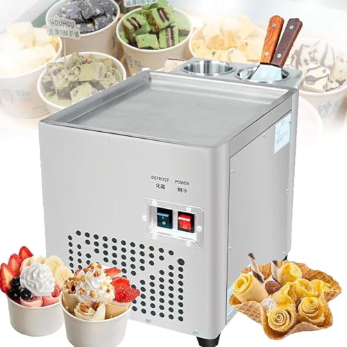 Professionelle Eismaschine aus lebensmittelechtem Edelstahl mit 30 x 24 cm Kühlplatte für Geschäfte und Cafés von MTNBHH
