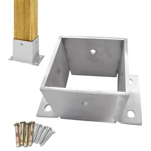 Quadratische Geländerpfosten-Ankerbasis, Reparaturhalterung aus Edelstahl 304 mit Schrauben zur Befestigung von schiefen Holzzäunen, Terrassen und Verandapfosten(60x60mm(2.36x2.36in)) von MTNBHH