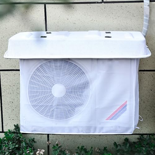 Robuste Gummi-Klimaanlagenabdeckung for den Außenbereich, wetterfest, universell passend for Mini-Split-Wärmepumpen-Kondensator mit Schutznetz(White,88 * 38cm) von MTNBHH
