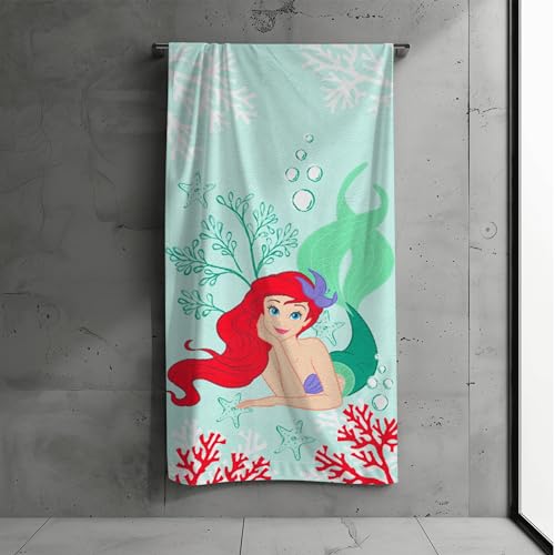 MTOnlinehandel Badetuch Paw Patrol, Kinder, 70x140cm, 100% Baumwolle, weiches, saugfähiges Handtuch, Strandtuch mit Minnie, Spiderman, Arielle für Jungen und Mädchen (Arielle) von MTOnlinehandel