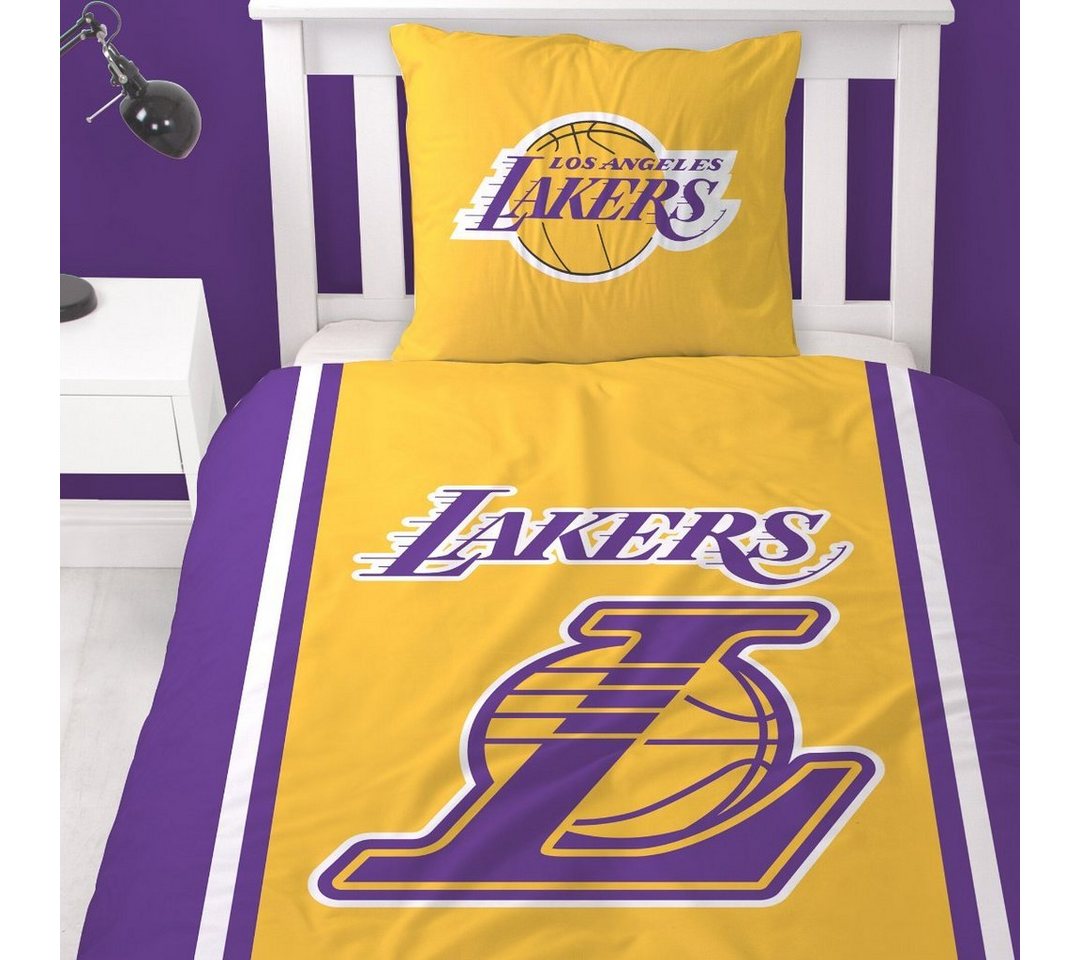 Bettwäsche Los Angeles Lakers Basketball 135x200 oder 155x220, MTOnlinehandel, Renforcé, 2 teilig, Team NBA LA Lakers Logo Teenager Herren Bettwäsche von MTOnlinehandel