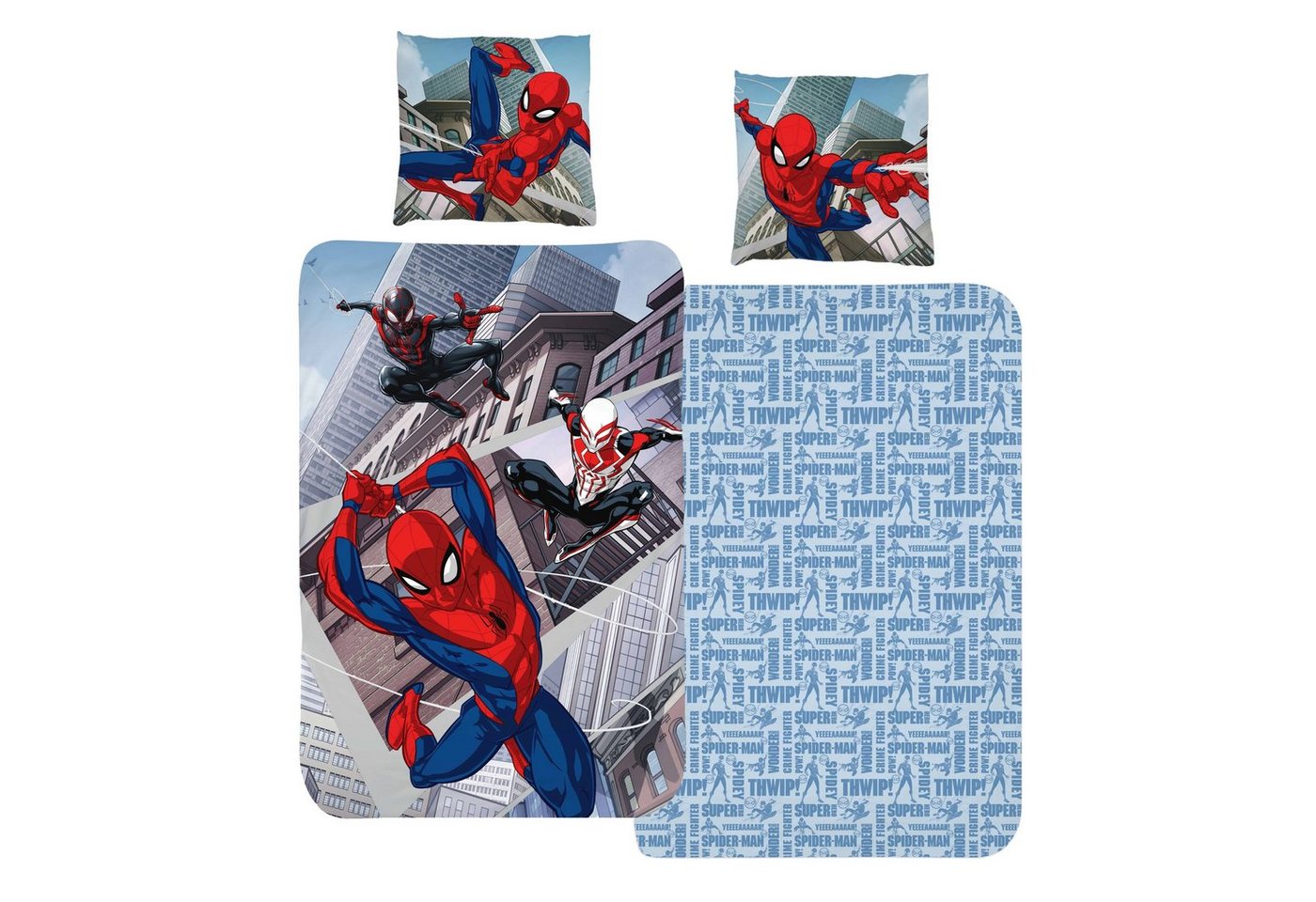 Bettwäsche Spiderman Marvel 135x200 + 80x80 cm, 100 % Baumwolle, MTOnlinehandel, Renforcé, 2 teilig, Jungen Kinderbettwäsche mit Reißverschluss von MTOnlinehandel