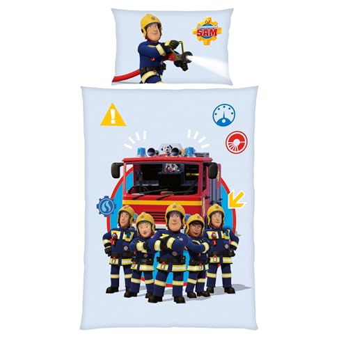 Feuerwehrmann Sam Kinder-Bettwäsche-Set | 100x135 cm Deckenbezug + 40x60 cm Kissenbezug | Atmungsaktive Baumwolle | Mit Reißverschluss | Feuerwehr Crew Pontypandy in Blau | Geschenkidee Kinder Feuerwehrmann Sam Kinder-Bettwäsche-Set | 100x135 cm Deckenbezug + 40x60 cm Kissenbezug | Atmungsaktive Baumwolle | Mit Reißverschluss | Feuerwehr Crew Pontypandy in Blau | Geschenkidee Kinder von MTOnlinehandel