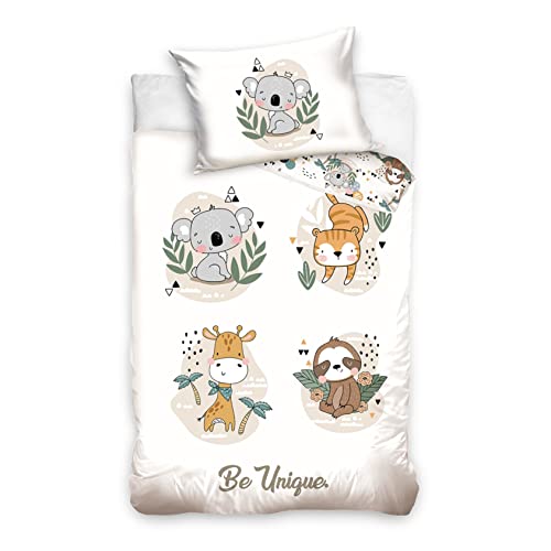 Kinderbettwäsche 100x135 40x60 aus 100% Baumwolle Zootiere Tiere Koala – Bettwäsche für Mädchen Jungen, Babybettwäsche (Tiere) von MTOnlinehandel