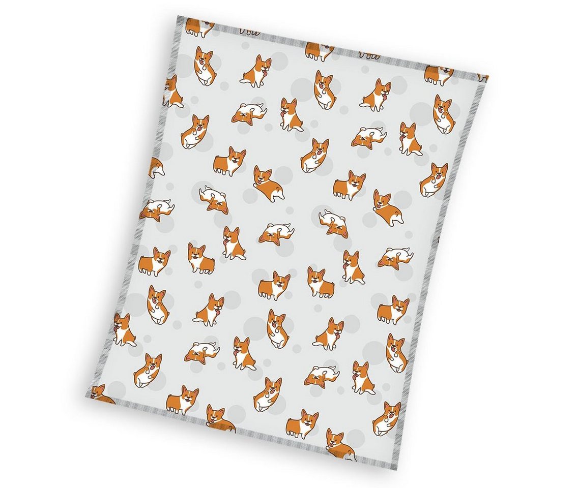 Kinderdecke Corgi Hunde 130x170 cm, weich und kuschelig, MTOnlinehandel, Sofadecke Überwurf Plaid für Mädchen und Jungen mit süßen Hunden Corgi von MTOnlinehandel