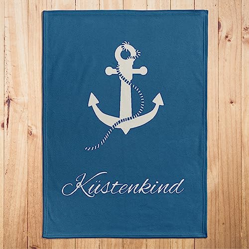 MTOnlinehandel Kuscheldecke flauschig 150x200 cm, Maritime Wohndecke Anker Küstenkind, Sofadecke, Tagesdecke, Überwurf - Decke weich & kuschelig in XXL von MTOnlinehandel