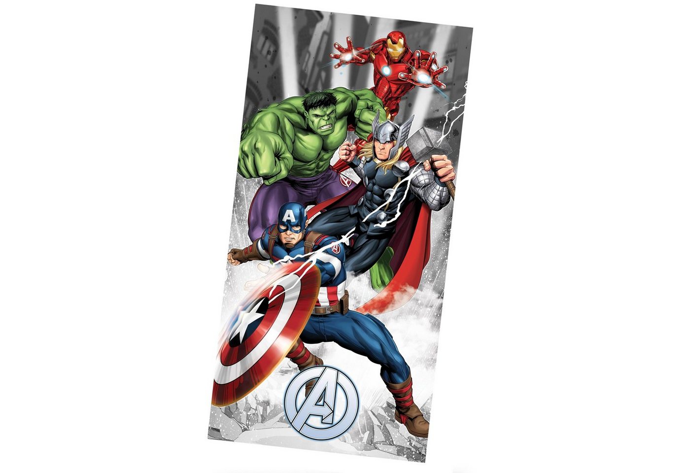MTOnlinehandel Badetuch Avengers 70x140 cm, 100 % Baumwolle, Marvel's Avengers Heroes, Baumwolle (1-St), Captain America, Iron Man, Hulk & Thor Bade- / Strandtuch für Kinder von MTOnlinehandel