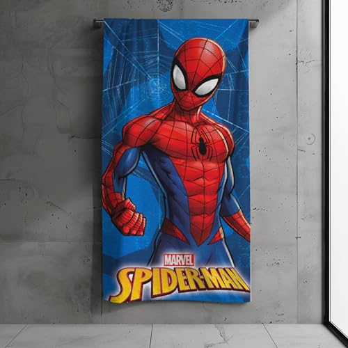 MTOnlinehandel Badetuch Paw Patrol, Kinder, 70x140cm, 100% Baumwolle, weiches, saugfähiges Handtuch, Strandtuch mit Minnie, Spiderman, Arielle für Jungen und Mädchen (Spiderman) von MTOnlinehandel