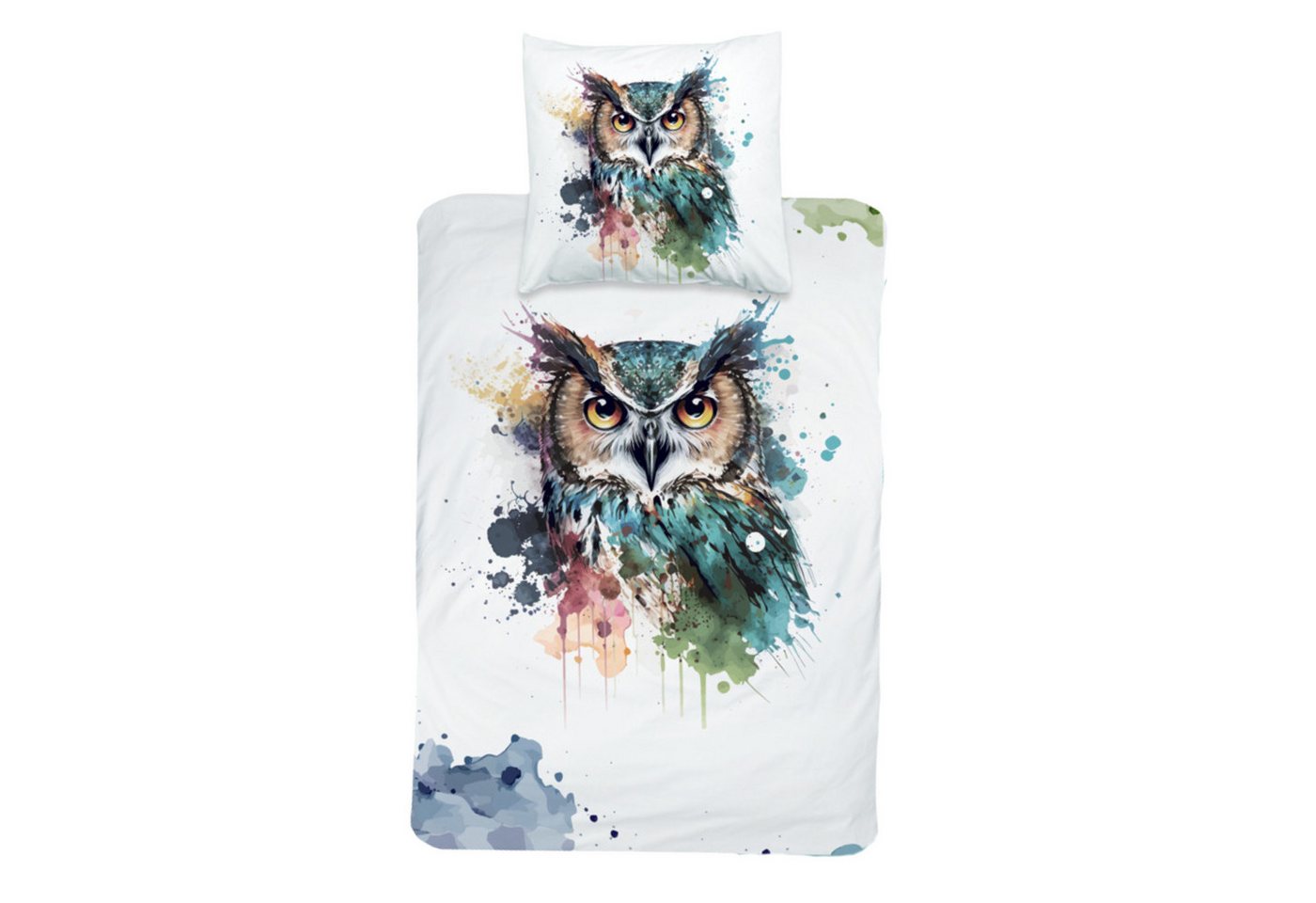 MTOnlinehandel Bettwäsche Magische Tierwelt Satin in 135x200 cm, 100% Baumwolle, 2 teilig, Wendebettwäsche in Aquarelloptik, Eule, petrol MTOnlinehandel Bettwäsche Magische Tierwelt Satin in 135x200 cm, 100% Baumwolle, 2 teilig, Wendebettwäsche in Aquarelloptik, Eule, petrol von MTOnlinehandel