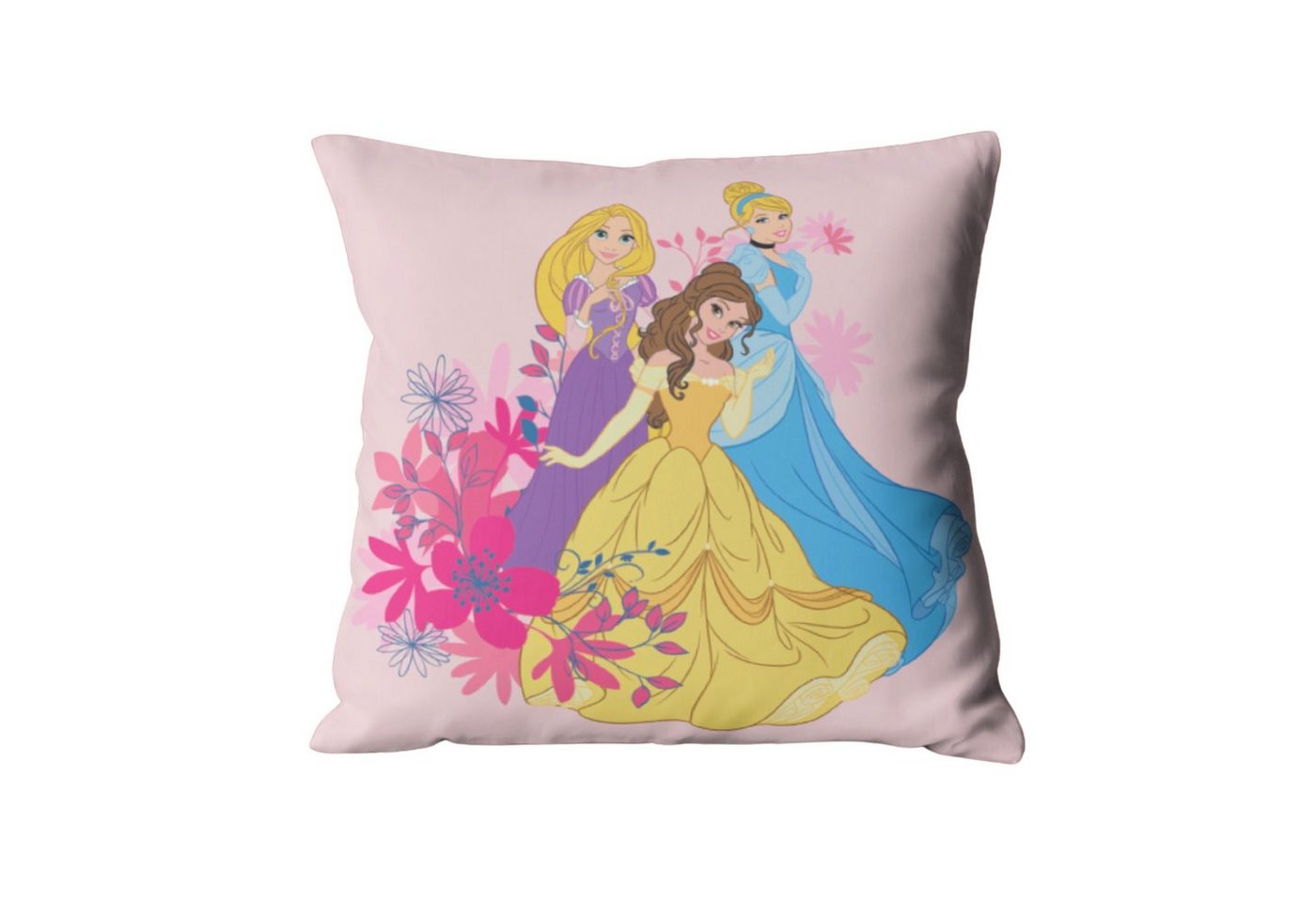 MTOnlinehandel Dekokissen Prinzessin Kissen Disney Belle, Rapunzel & Cindarella 40x40cm, ideal für Kinderbetten, Sofas oder Leseecken, passend zur Bettwäsche von MTOnlinehandel