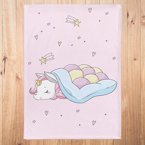 MTOnlinehandel Kuscheldecke flauschig 150x200 cm, Einhorn Unicorn Wohndecke rosa, Sofadecke, Tagesdecke, Überwurf - Decke weich & kuschelig in XXL von MTOnlinehandel