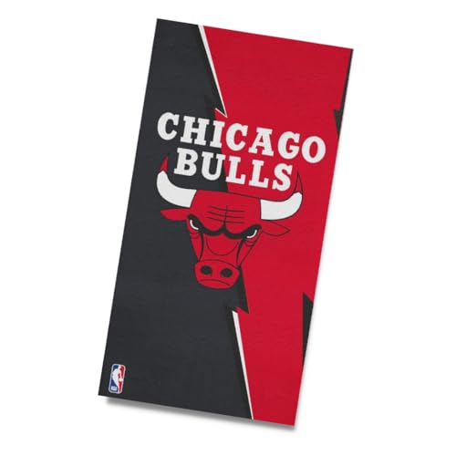 MTOnlinehandel NBA Badetuch 70x140cm, 100% Baumwolle, weiches, saugfähiges Handtuch, Strandtuch Basketball LA Lakers, Chicago Bulls für Kinder & Teenager (Bulls) von MTOnlinehandel