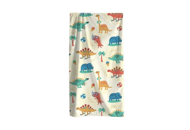 MTOnlinehandel Strandtuch Kinder • 70x140 cm • Schnelltrocknend, Baumwolle & Mikrofaser Mix (1-St), Badetuch • Weich & Saugfähig • Strand • Meer • Dino von MTOnlinehandel