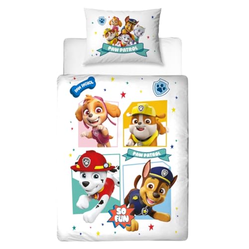 Paw Patrol Bettwäsche Bettbezug 100x135 40x60 100% Baumwolle · Babybettwäsche Kinderbettwäsche für Mädchen und Jungen · 1 Kissenbezug 40x60 + 1 Bettbezug 100x135 cm mit Reißverschluss von MTOnlinehandel