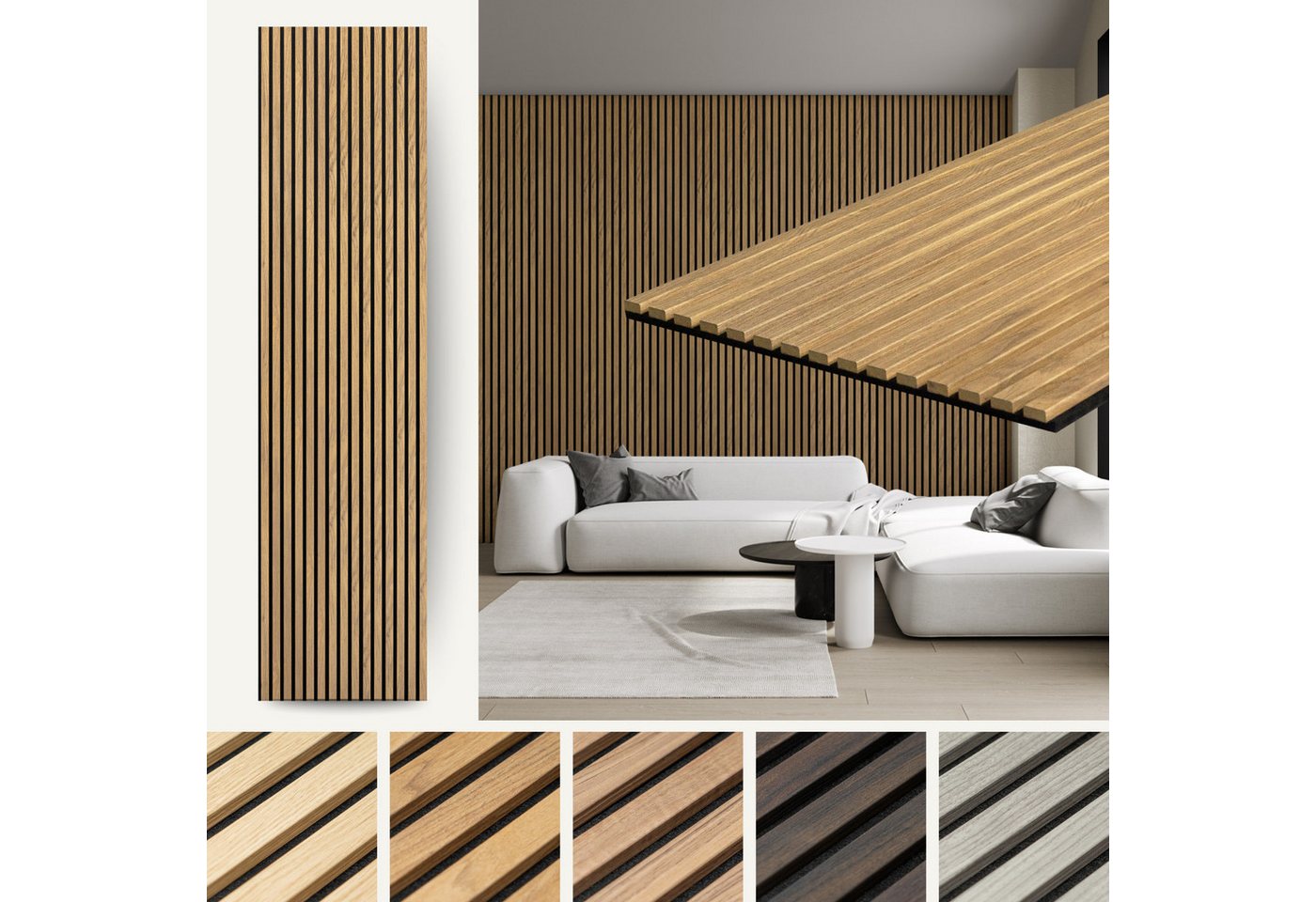 MTP Online-Shop GmbH Wandpaneel Eiche Goldbraun - 240x60cm, Schallabsorption & modernes Design von MTP Online-Shop GmbH