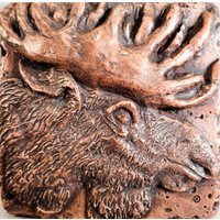 Kupfer Wild | Elch 4 "x4" Dekorative Wandfliese von MTPortrait