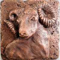 Kupfer Wildtiere | Widder 4 "x 4" Dekorative Wandfliese von MTPortrait