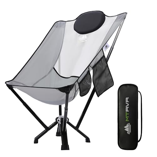 MTRVR Klappbarer Campingstuhl mit hoher Rückenlehne, einteiliger Aluminiumrahmen, unterstützt 272 kg längere Haltbarkeit, tragbarer Campingstuhl für Strand, Outdoor-Sport, Reisen (hellgrau) von MTRVR