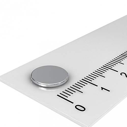 10 x Neodym Scheiben Magnet, 10 x 1 mm, Grade N35, vernickelt, sehr flacher Pinnwandmagnet von Bhgytec