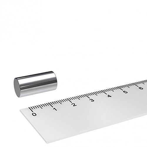 10 x Neodym Stab Magnet, 10 x 20 mm, Grade N45, vernickelt, Zylinder, Supermagnet von MTS Magnete