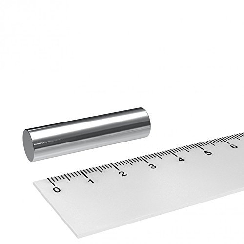 10 x Neodym Stab Magnet, 10 x 40 mm, Grade N40, vernickelt, Zylinder, Powermagnet von MTS Magnete