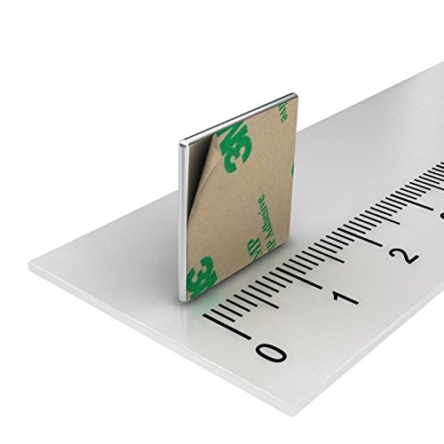 20x Neodym Quader Magnet, 15 x 15 x 1 mm, vernickelt, selbstklebend durch Klebefolie, Grade N35 von MTS Magnete