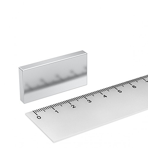 5 x Neodym Quadermagnet 40 x 20 x 5 mm, Grade N52, Nickel, universaler Powermagnet, axial magnetisiert von MTS Magnete