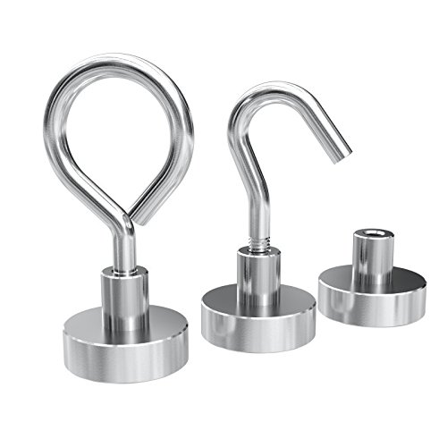 Neodym Topfmagnet Ø 16 mm, Innengewinde, Haken oder Öse zum Einschrauben, Zubehör:mit Öse von MTS Magnete