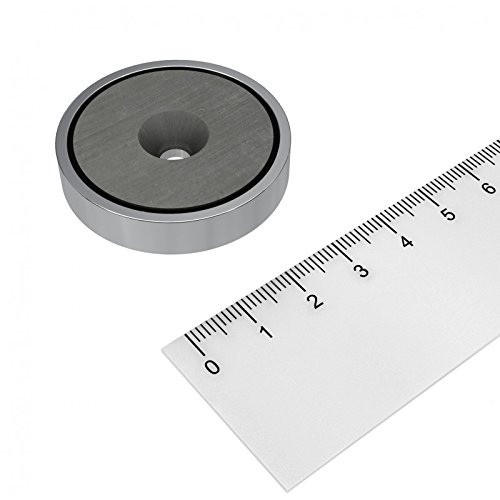 Topfmagnet aus Ferrit, Ø 40 mm, mit Bohrung und Senkung, Hochtemperatur Magnet bis 200°C von MTS Magnete