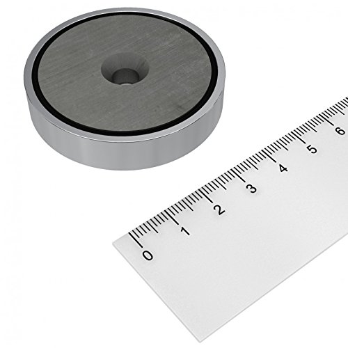 Topfmagnet aus Ferrit, Ø 50 mm, mit Bohrung und Senkung, auch für den Außenbereich geeignet von MTS Magnete