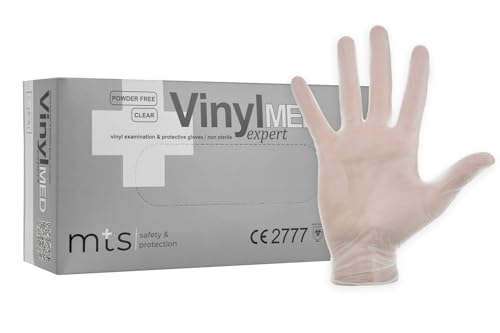 MTS Safety & Protection Einweghandschuhe L - 100 Stück/Box Vinylhandschuhe Transparenz - Einmalhandschuhe Puderfreie Handschuhe Diagnose Vinyl Handschuhe Einweg Gloves (L, 100 Stück) von MTS Safety & Protection