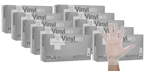 MTS Safety & Protection Einweghandschuhe M - 1000 Stück/Box Vinylhandschuhe Transparenz - Einmalhandschuhe Puderfreie Handschuhe Diagnose Vinyl Handschuhe Einweg Gloves (M, 1000 Stück) von MTS Safety & Protection