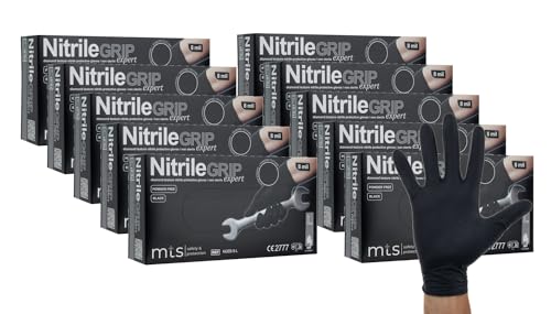 MTS Safety & Protection Einweghandschuhe XXL - 500 Stück/Box Nitrilhandschuhe Schwarz Handschuhe Nitril Diamantstruktur Grip - Einmalhandschuhe Puderfreie & Latexfreie Gummihandschuhe (XXL, 500 Stück) von MTS Safety & Protection